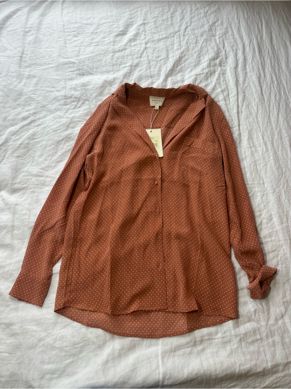 Sezane Polka Polka Dot Long Sleeve Top - Picture 2 of 6